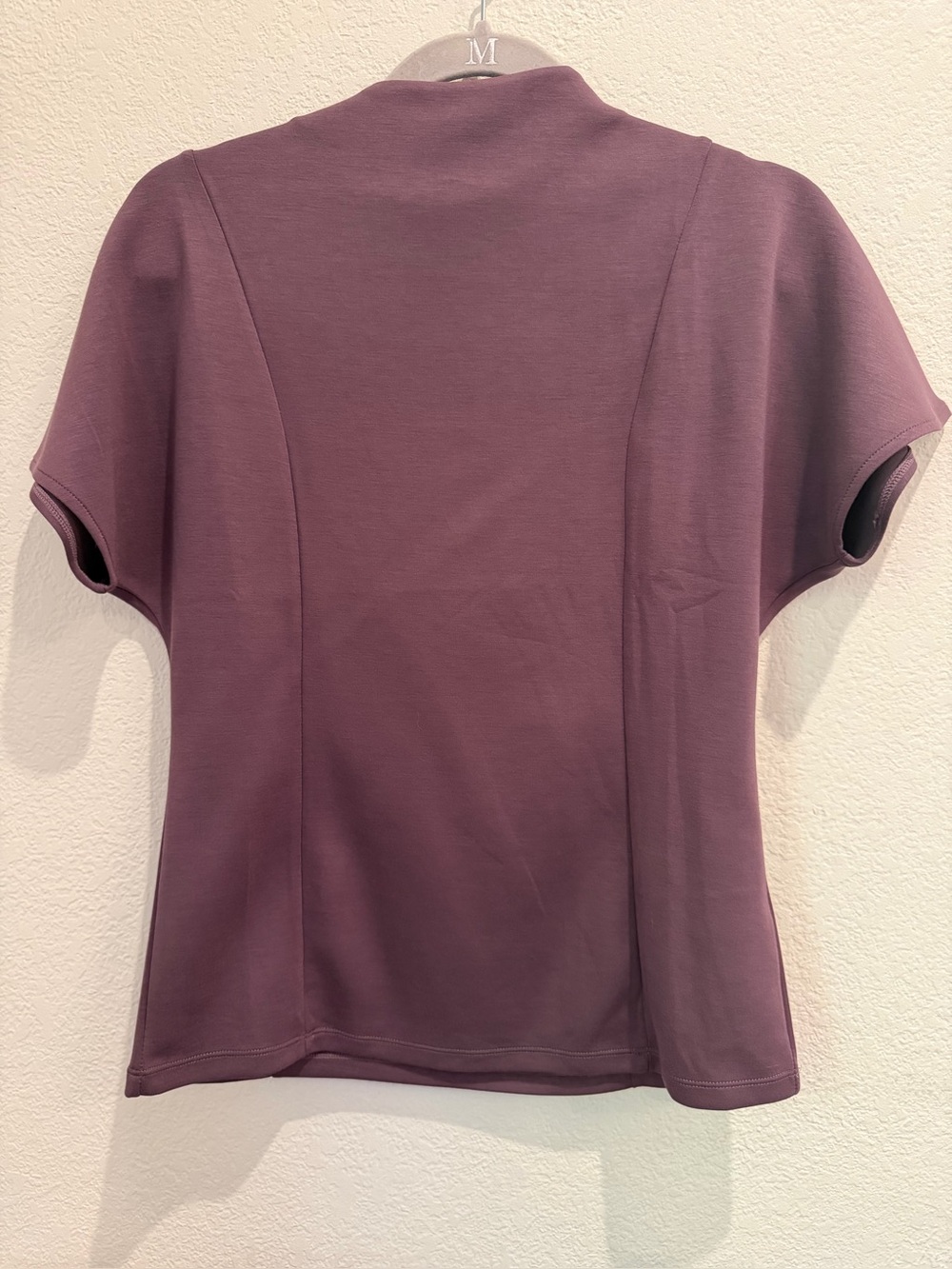 Elie Tahari NWT Smoked Eggplant Mock Neck Sculpted Top Small - Picture 3 of 6